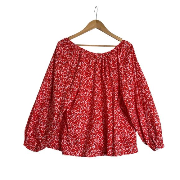 Universal Thread Women's Boho Ditsy Floral Top Blouse Peasant Size 2XL Red White - Picture 5 of 7